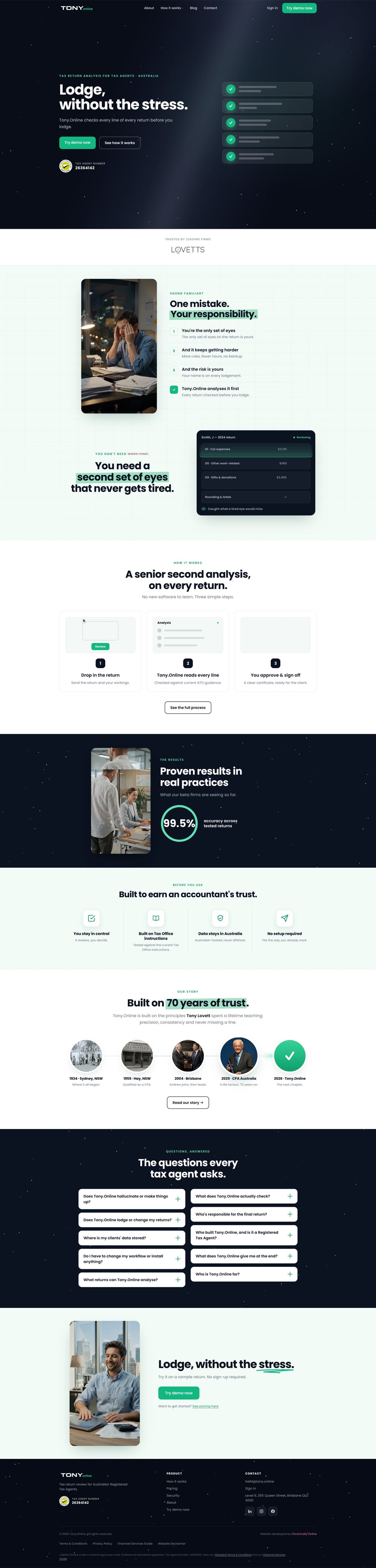 Tony.Online — home page design